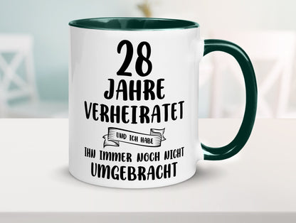 28 Jahre Verheiratet, immer noch am Leben! Geschenkidee Humor Tasse