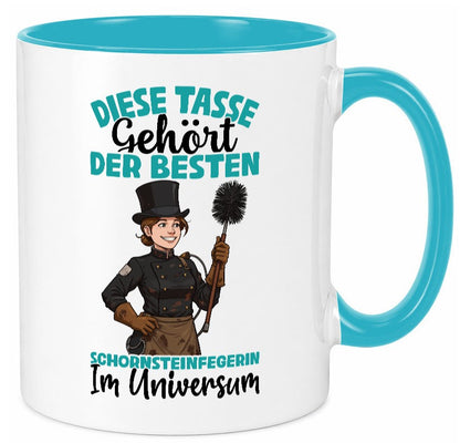 Im Universum: Schornsteinfegerin | Kaminkehrer lustiger Spruch Geschenk Humor Tasse