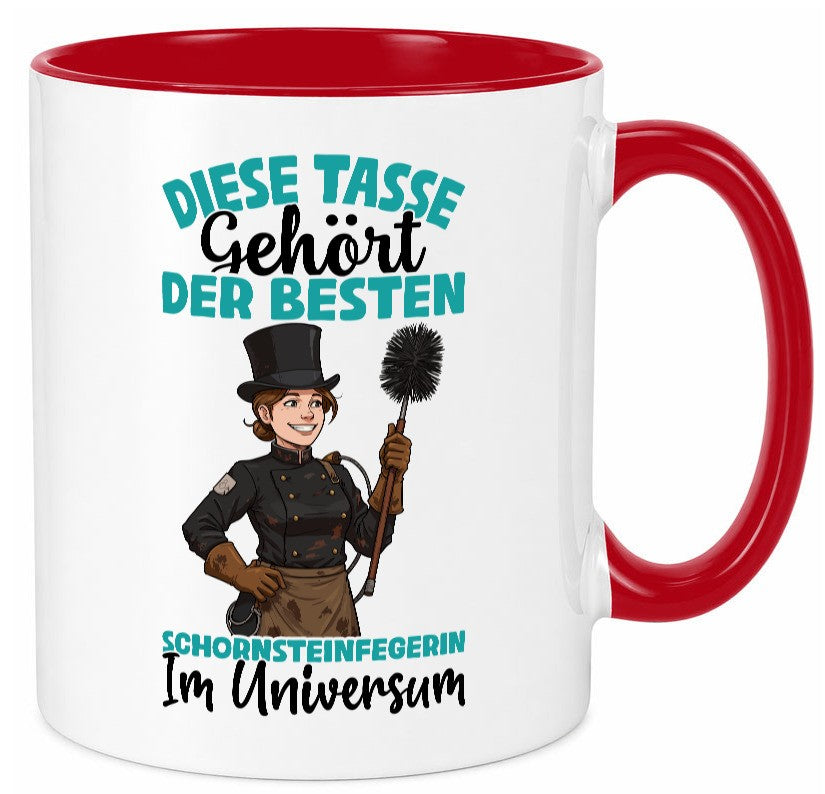 Im Universum: Schornsteinfegerin | Kaminkehrer lustiger Spruch Geschenk Humor Tasse