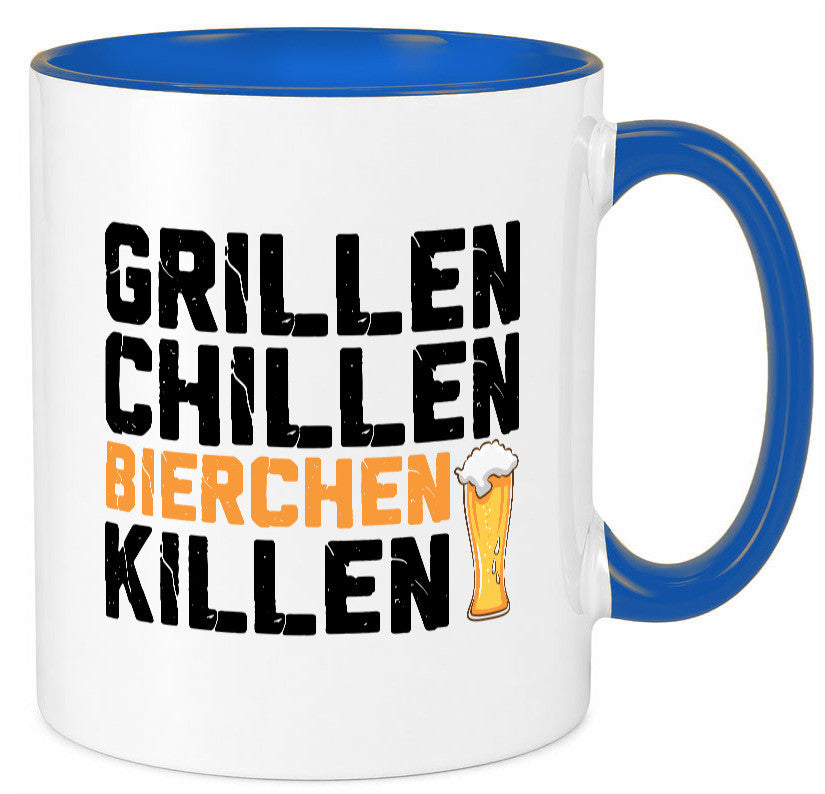 Grillen Chillen Bierchen Killen | Grillmeister Party Geschenk Humor Tasse