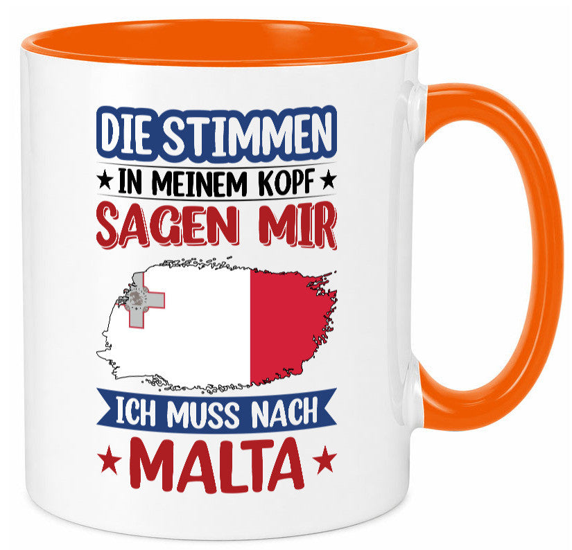 Malta | Urlaub Stimmen in meinem Kopf Traumland lustiger Spruch Geschenk Humor Tasse