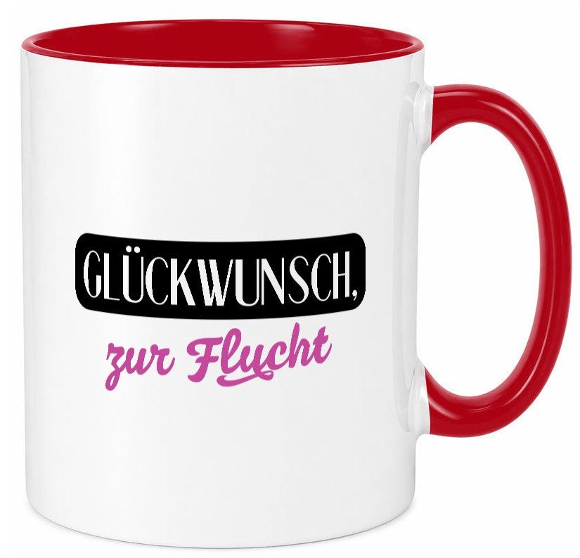Glückwunsch zur Flucht | Kollegen Jobwechsel Abschied v2 Geschenk Arbeit Büro Tasse