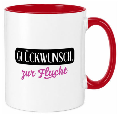 Glückwunsch zur Flucht | Kollegen Jobwechsel Abschied v2 Geschenk Arbeit Büro Tasse