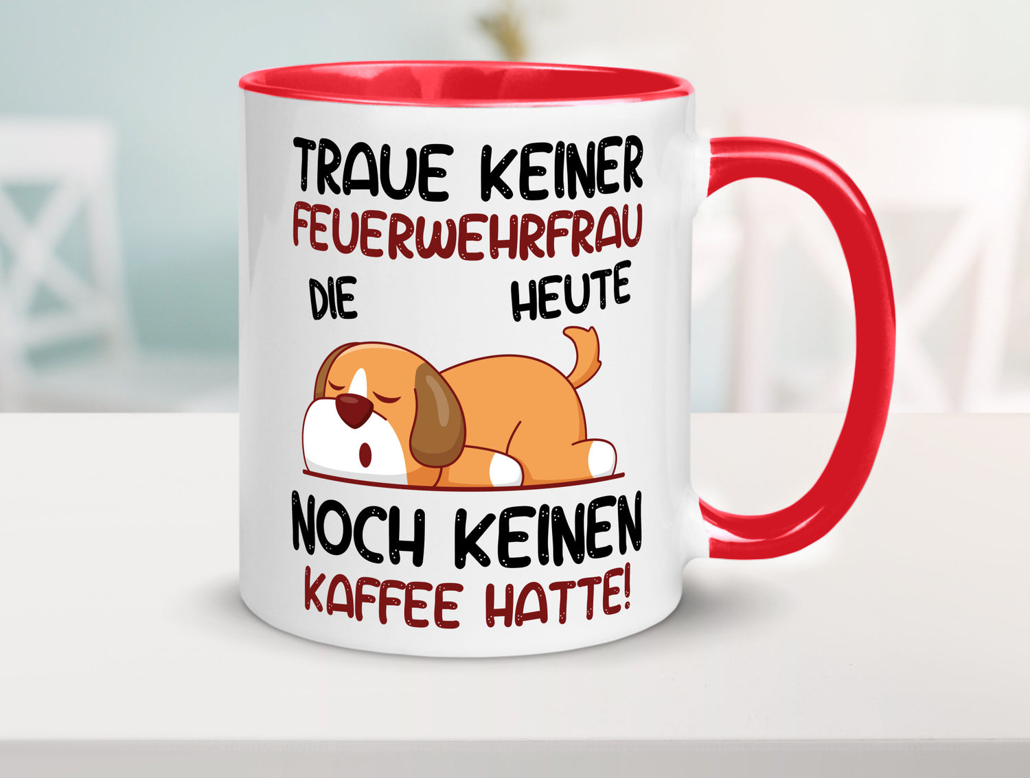 Traue keiner Feuerwehrfrau | Feuerwehr lustig Humor Geschenkidee Geschenk Tasse