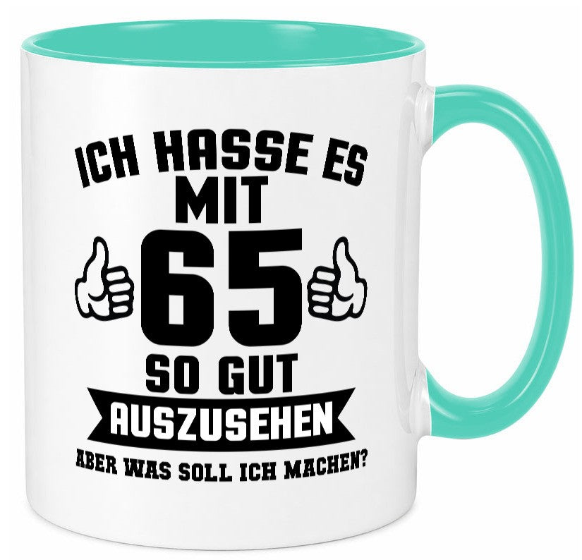 Gut aussehen mit 65 | Zahl Daumen hoch Geschenk Humor Geschenkidee lustiger Tasse