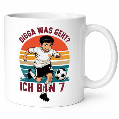 7 Geburtstag | Jahre Digga was geht ab Fußball Humor Geschenkidee Tasse