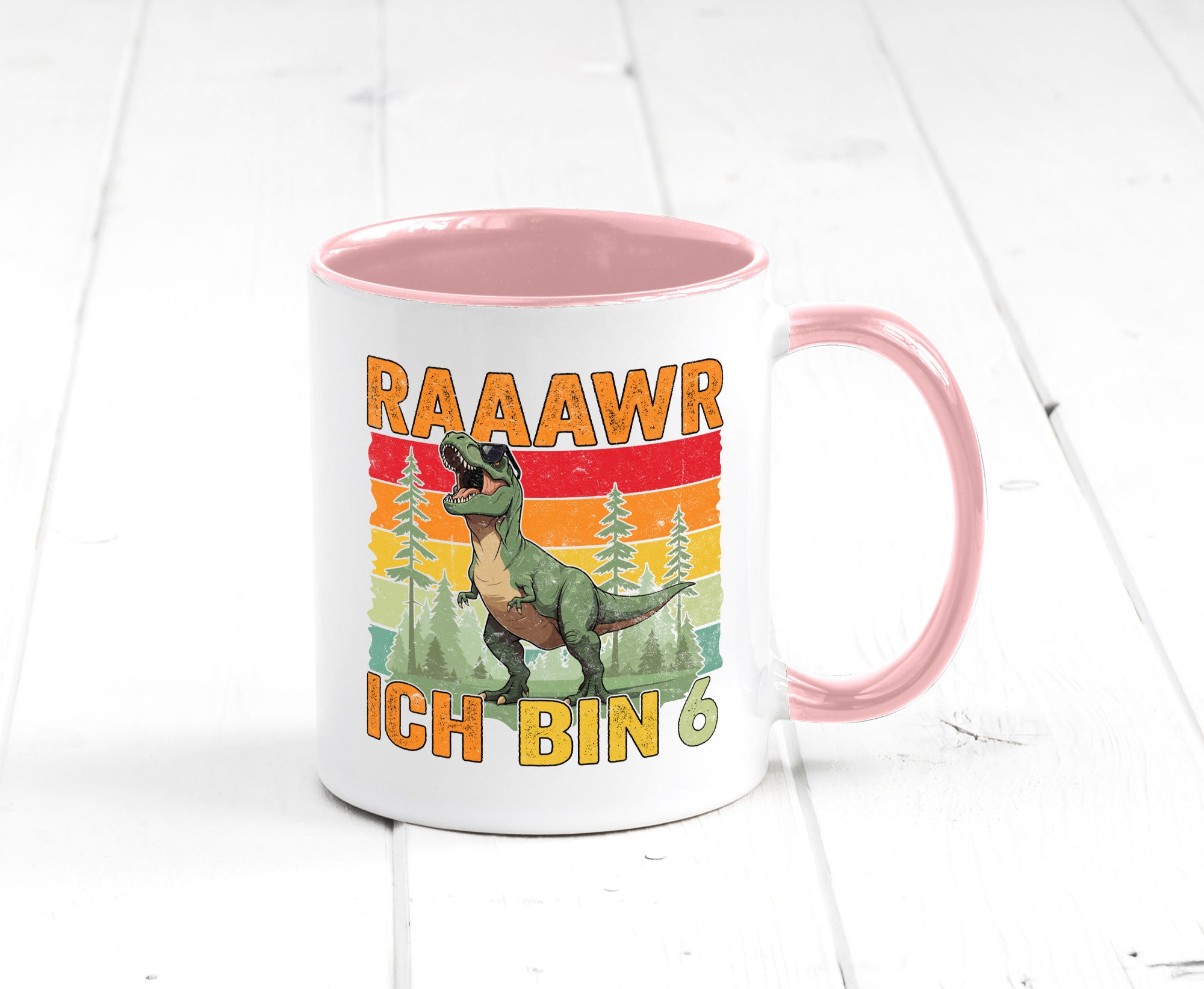 6. Geburtstag | 6 Jahre rarrrr ich bin Dinosaurier Humor Geschenkidee Tasse