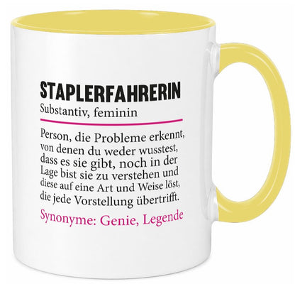 Staplerfahrerin | Gabelstapler Spruch Beruf Humor lustig Arbeit Kollegen Büro Tasse