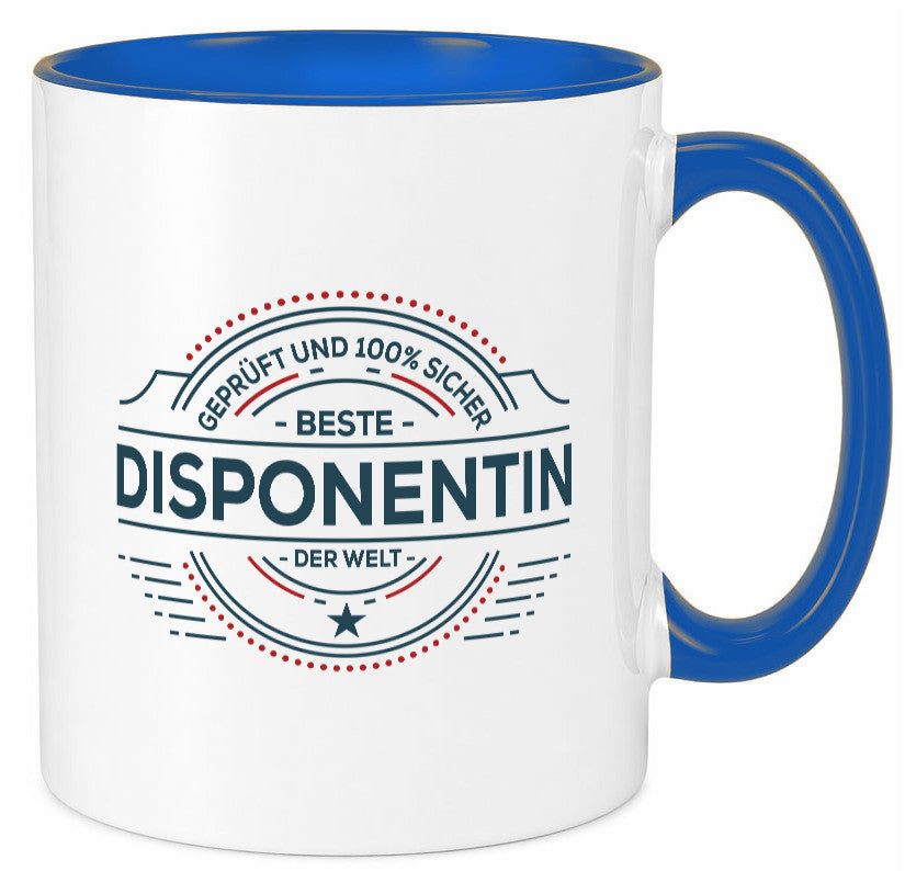 Geprüft und sicher: Disponentin | Zuteilerin Geschenkidee Humor Tasse