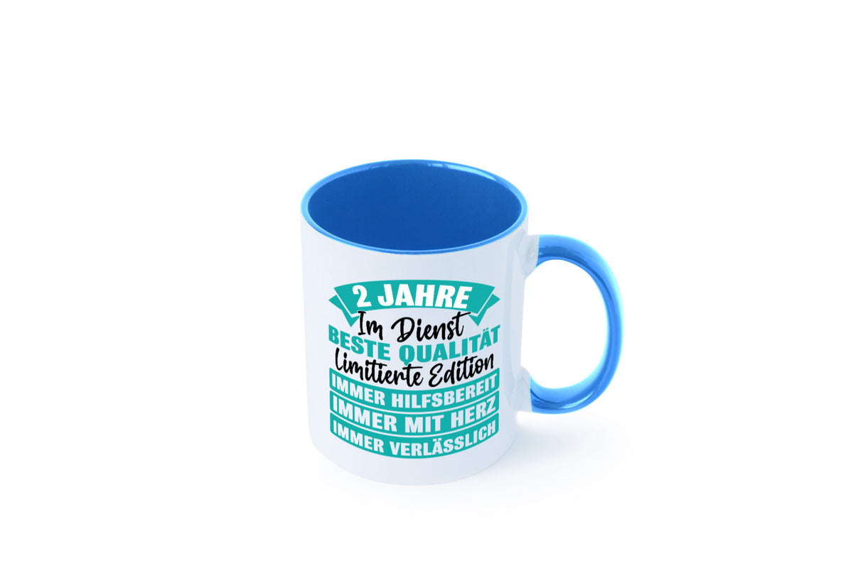 2 Jahre im Dienst | Jubiläum Arbeit v2 Geschenk Kollegen Büro lustiger Spruch Tasse