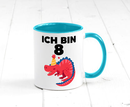 8. Geburtstag | Dino Dinosaurier 8 Jahre lustig Geschenkidee Geschenk Tasse