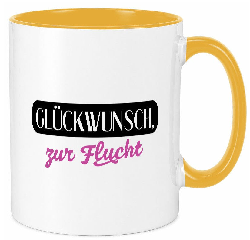 Glückwunsch zur Flucht | Kollegen Jobwechsel Abschied v2 Geschenk Arbeit Büro Tasse