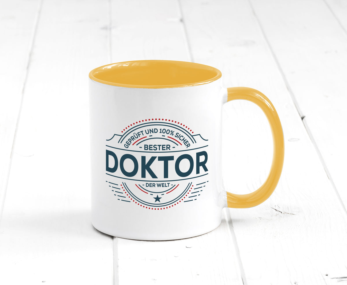 Geprüft und sicher: Doktor | Doktorand Doktortitel lustiger Spruch Geschenk Tasse