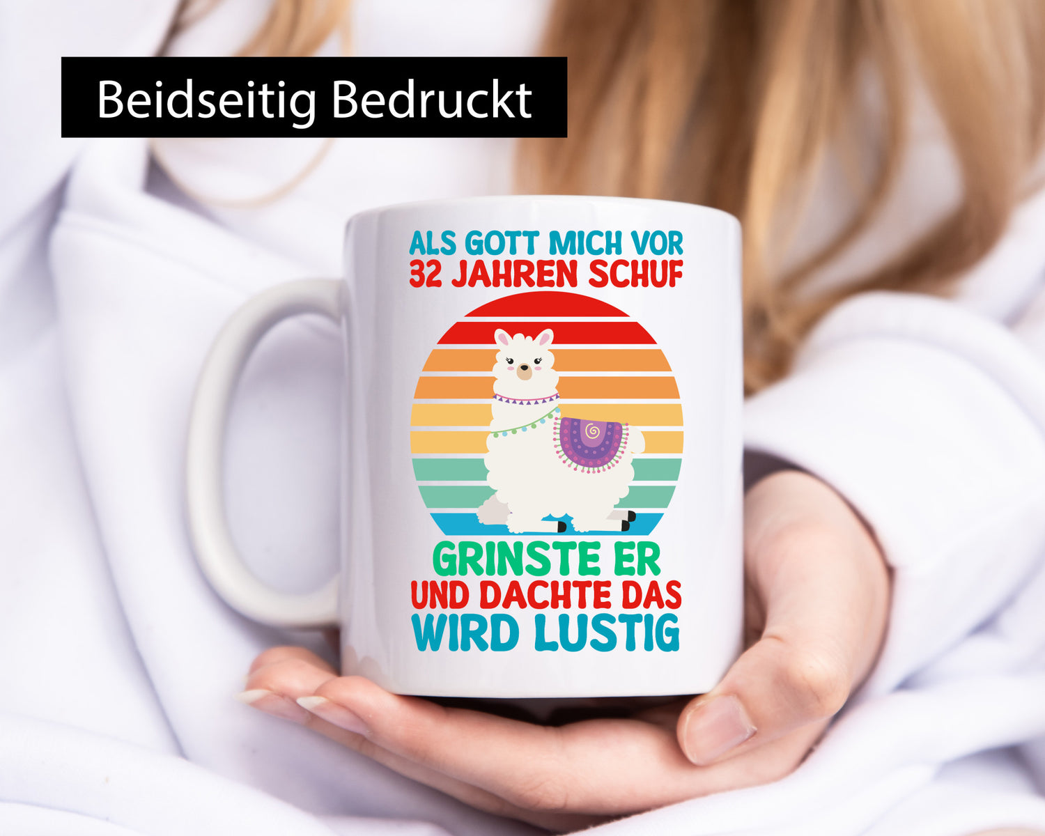 32. Geburtstag | 32 Jahre Gut Schuf mich Lama v2 Humor Geschenkidee Tasse