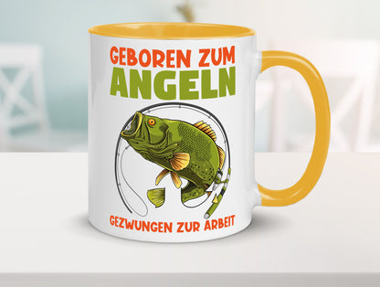 Geboren zum Angeln | Angler Tasse Fischer Spruch Humor Geschenkidee