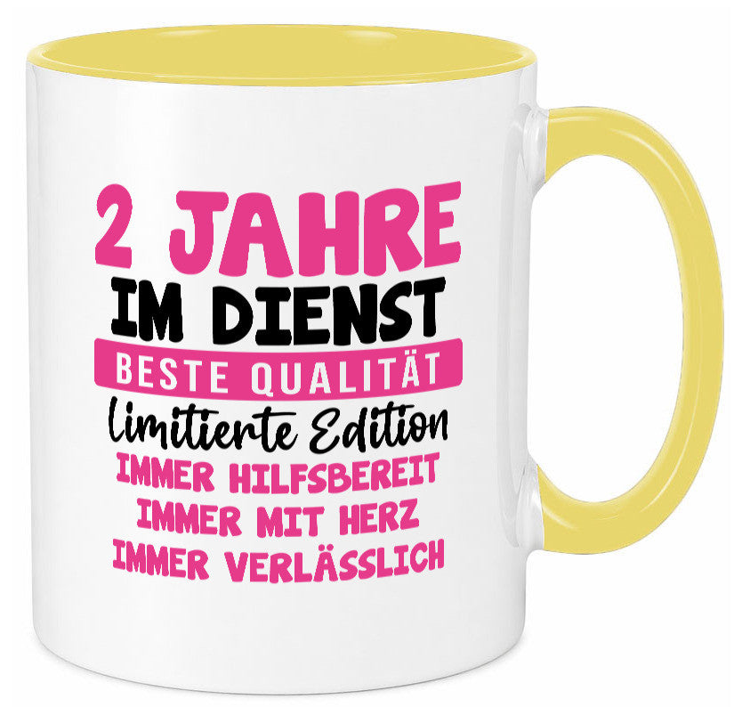 2 Jahre im Dienst | Jubiläum Arbeit v10 lustig Kollegen Büro Geschenk Tasse