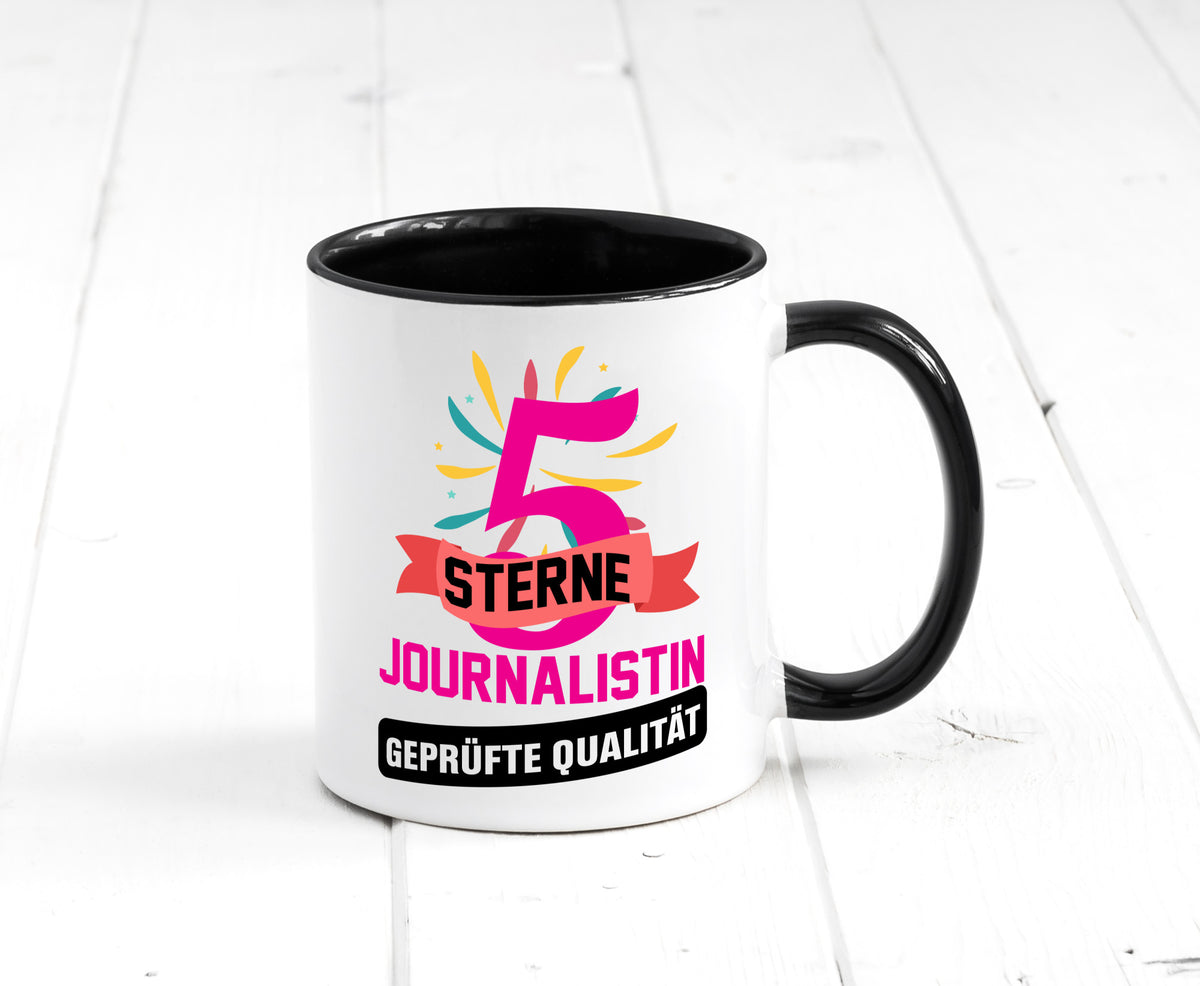 5 Sterne Journalist geprüfte Qualität Humor Geschenkidee Tasse