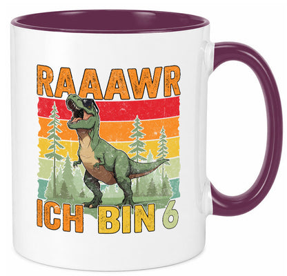 6. Geburtstag | 6 Jahre rarrrr ich bin Dinosaurier Humor Geschenkidee Tasse