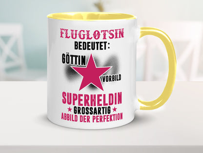 Bedeutung von Fluglotsin | Flughafen Flugverkehr Geschenkidee Humor Tasse