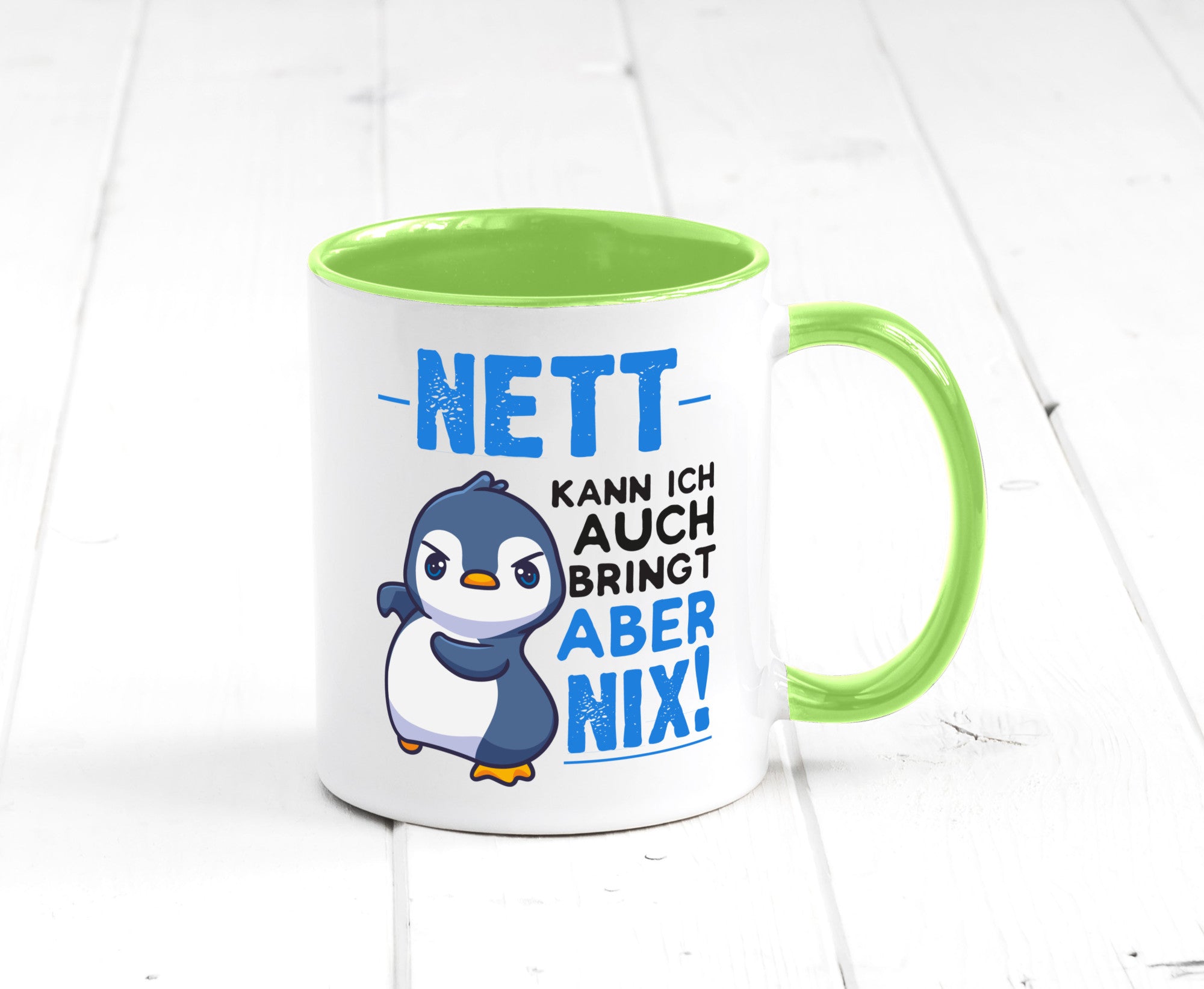 Nett kann ich auch | lustige Spruchtasse Pinguin Geschenk Humor Geschenkidee