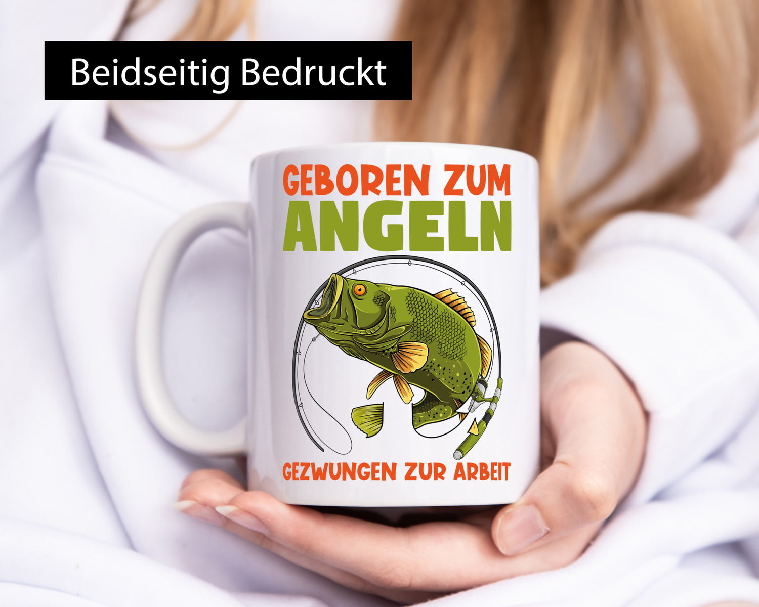 Geboren zum Angeln | Angler Tasse Fischer Spruch Humor Geschenkidee