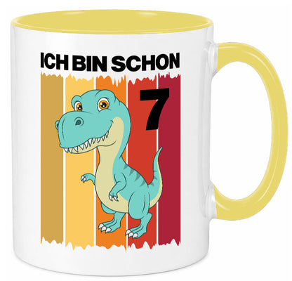 7. Geburtstag | 7 Jahre Dinosaurier lustiger Spruch Geschenk Geschenkidee Tasse