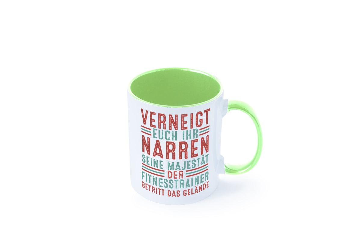 Verneigt euch: Fitnesstrainer | Personal Trainer v2 lustig Humor Geschenkidee Tasse