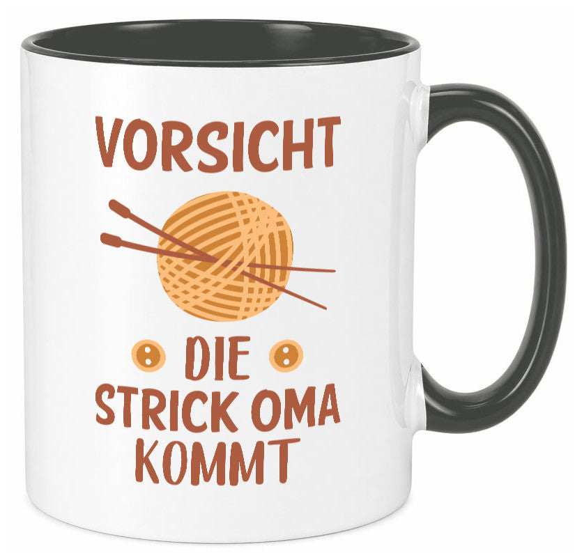 Vorsicht, Strickoma kommt | Wolle Stricknadeln Humor Familie Geschenkidee Tasse