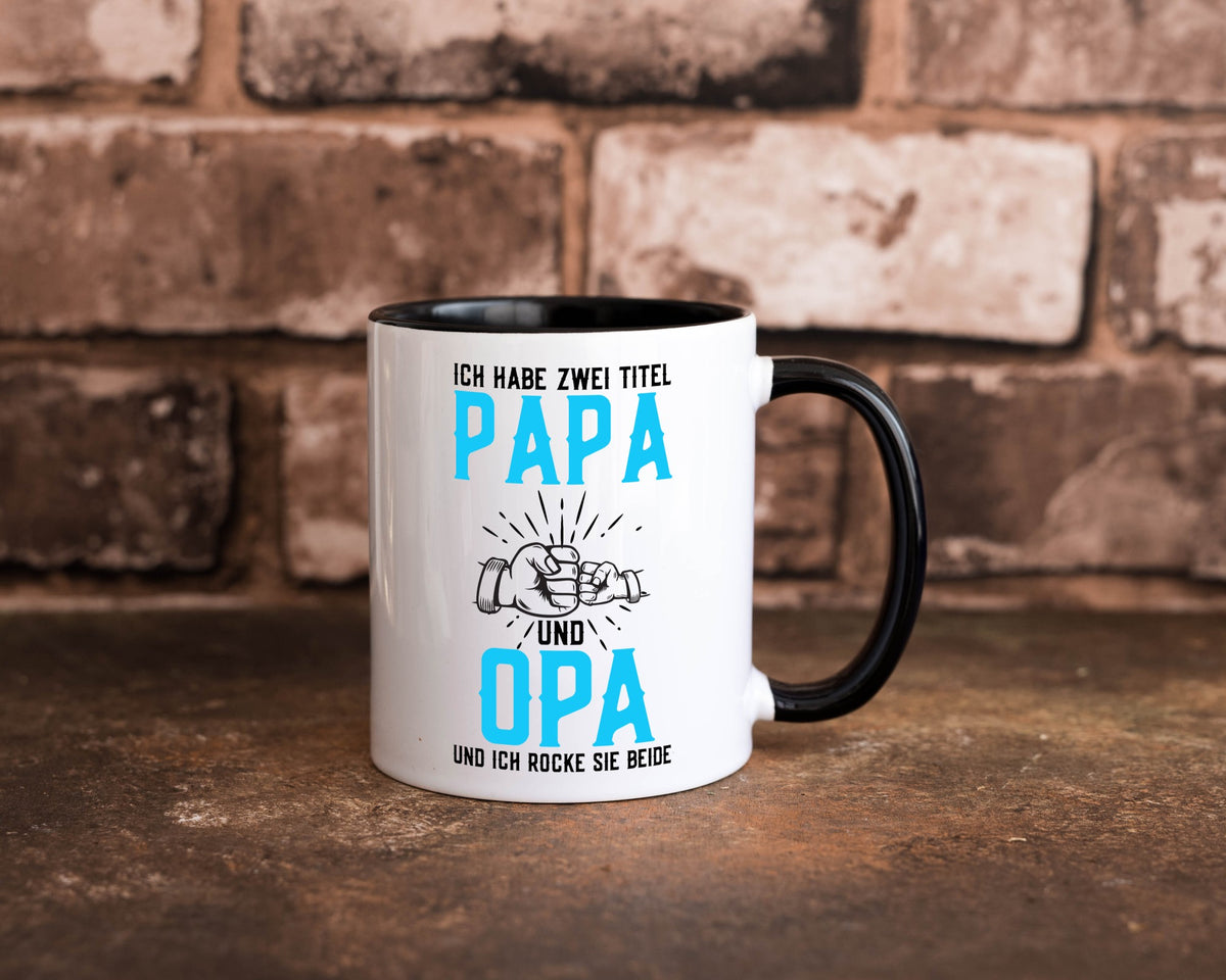 Papa und Opa | zwei Titel Rocke sie Beide Humor Familie Geschenkidee Tasse