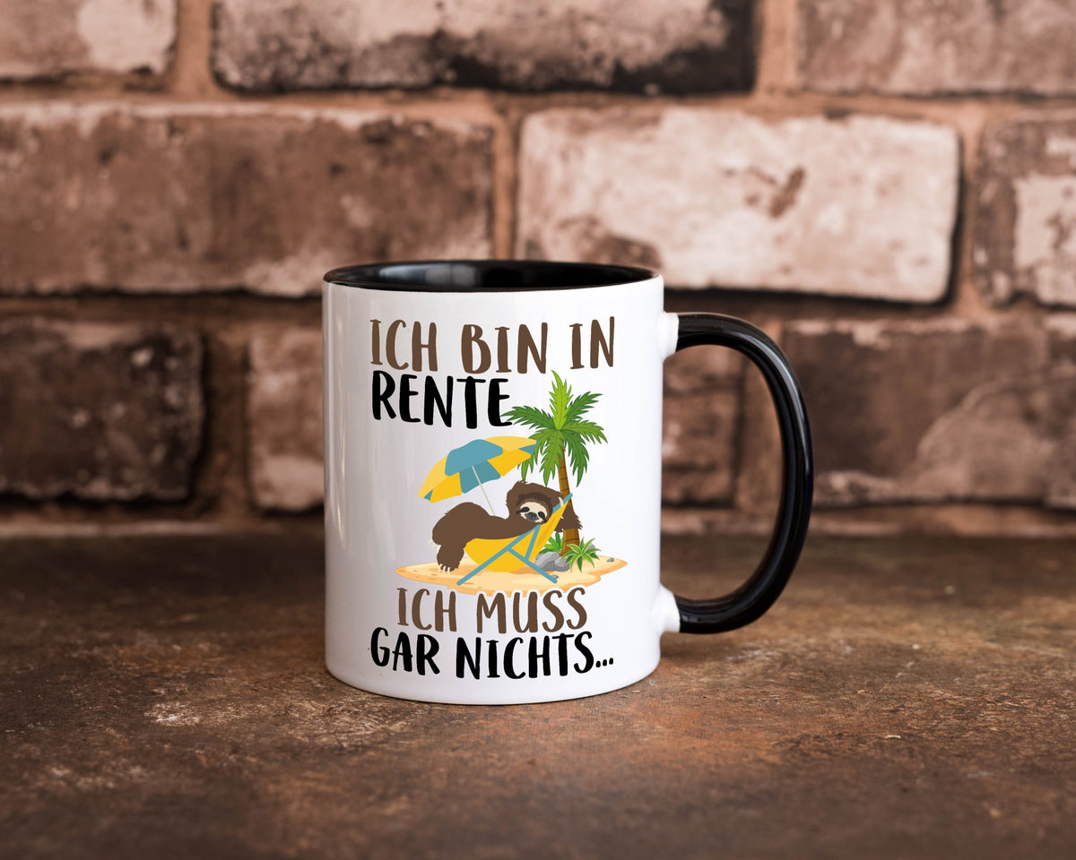 Ich bin in Rente | Faultier Rentner Ruhestand Geschenk Jubiläum lustiger Spruch Tasse