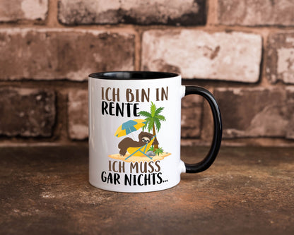 Ich bin in Rente | Faultier Rentner Ruhestand Geschenk Jubiläum lustiger Spruch Tasse
