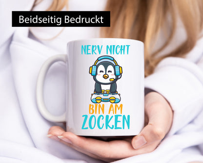 Nerv nicht | Zocker Gamer PC Freunde Pinguin-Comic Humor Geschenkidee Tasse