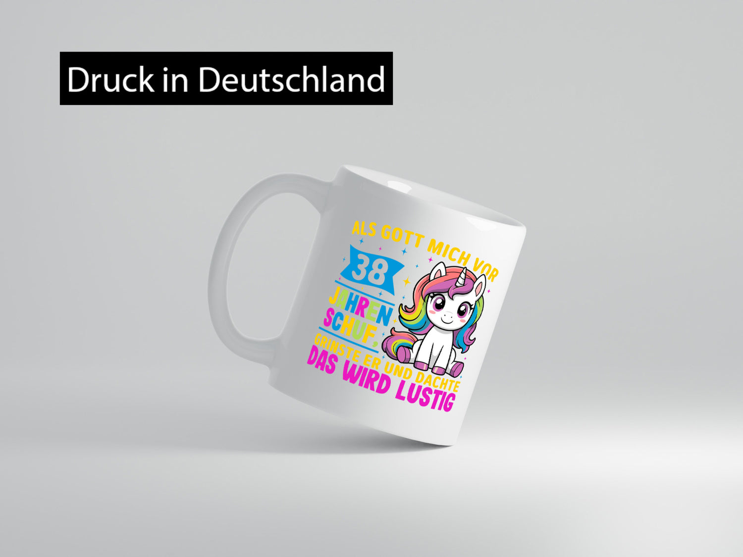 38. Geburtstag | Als Gott mich schuf 40 Jahre v2 Humor Geschenkidee Tasse
