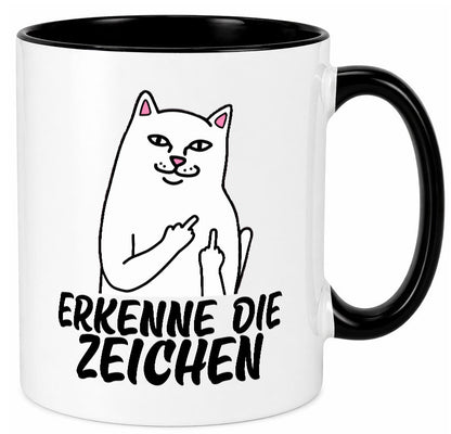 Erkenne die Zeichen | Katze Schatten Mittelfinger Geschenk Tierliebhaber Humor