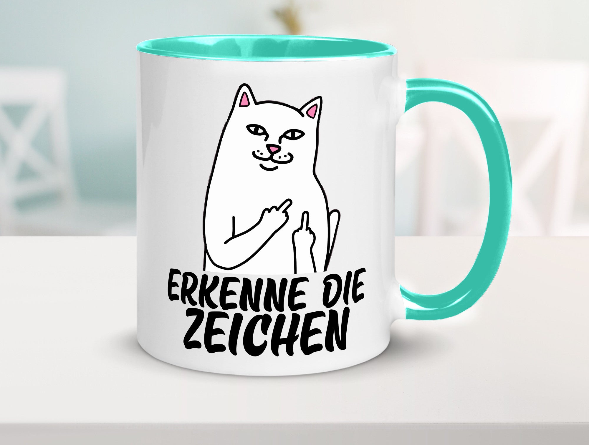 Erkenne die Zeichen | Katze Schatten Mittelfinger Geschenk Tierliebhaber Humor