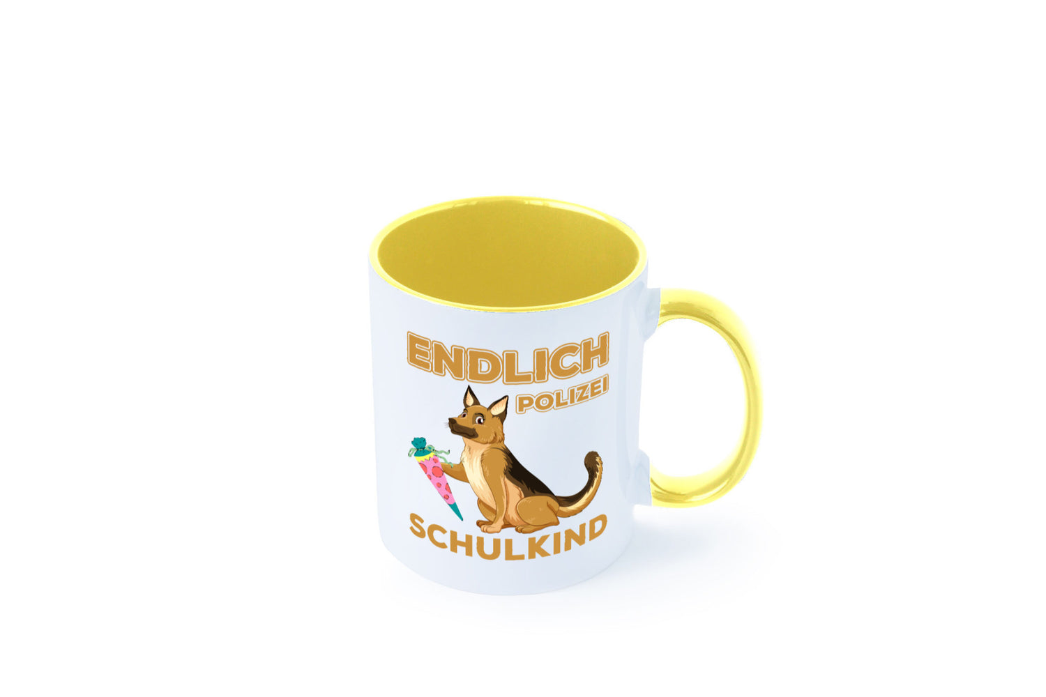 Endlich Schulkind | Tasse Einschulung Polizei Hund lustiger Spruch Geschenk