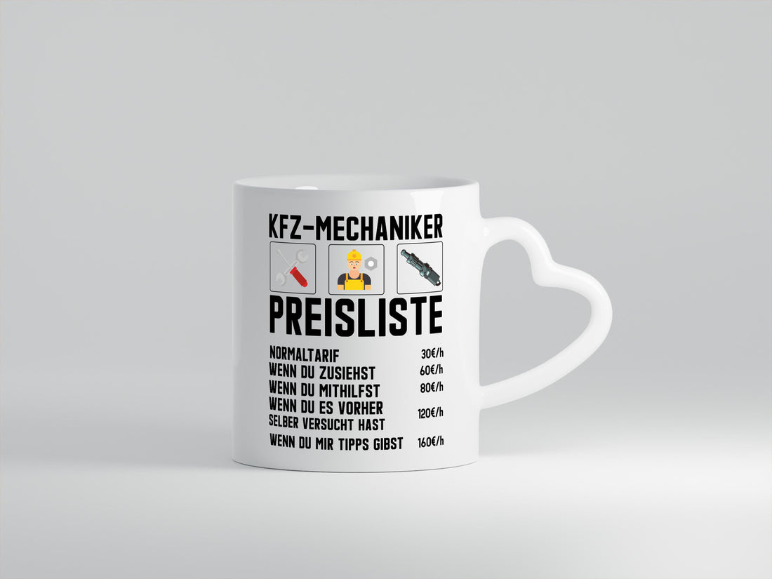 KFZ Mechaniker Preisliste | Werkstatt Automechaniker Geschenk Humor