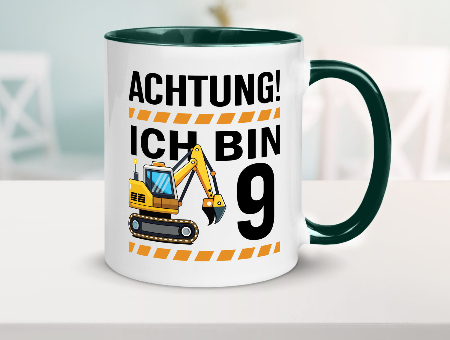 9 Geburtstag Ich bin | Bagger Junge lustiger Spruch Geschenk Geschenkidee Tasse