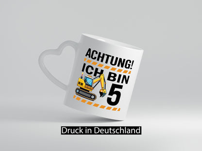 5 Geburtstag Ich bin | Bagger Junge Humor Geschenkidee Tasse