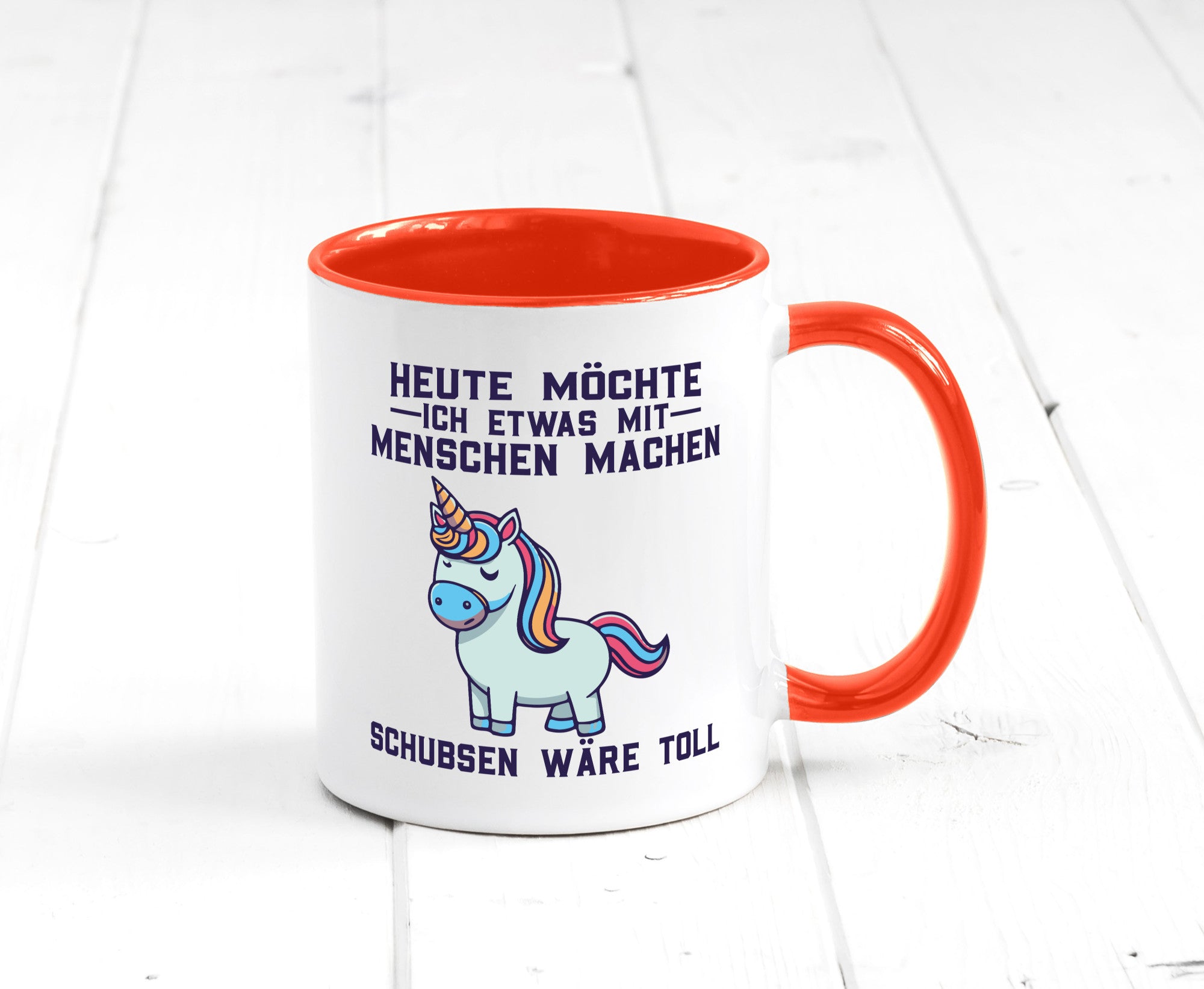 Heute möchte ich Menschen schubsen | Einhorn v2 Geschenk Humor Geschenkidee