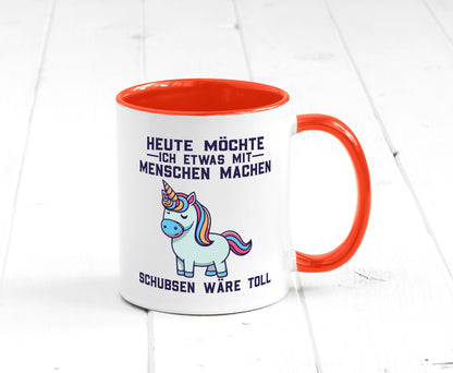 Heute möchte ich Menschen schubsen | Einhorn v2 Geschenk Humor Geschenkidee