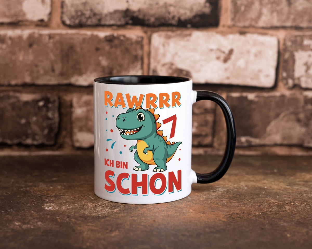 7. Geburtstag | 7 Jahre Raw ich bin schon T-Rex Geschenk Geschenkidee lustiger Tasse