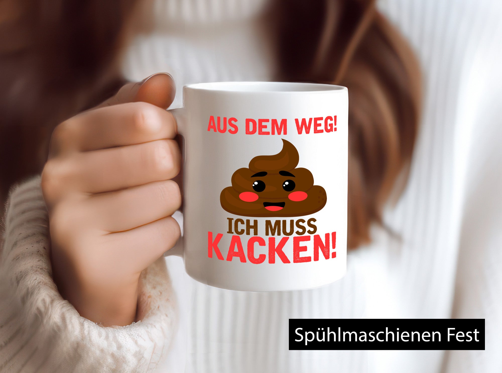 Aus dem Weg, ich muss kacken | Toiletten-Spruch Pupsen Geschenkidee Humor Tasse