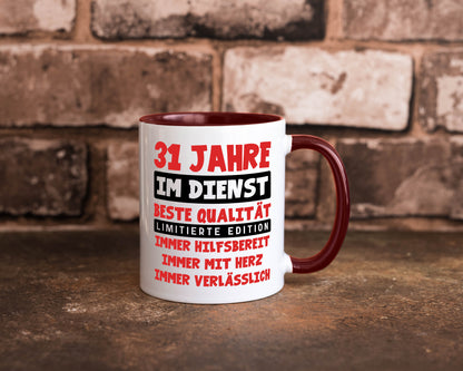 31 Jahre im Dienst | Jubiläum Arbeit v9 lustig Kollegen Büro Geschenk Tasse