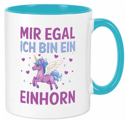 Mir egal, ich bin ein Einhorn| Herzen Geschenkidee Humor Tasse