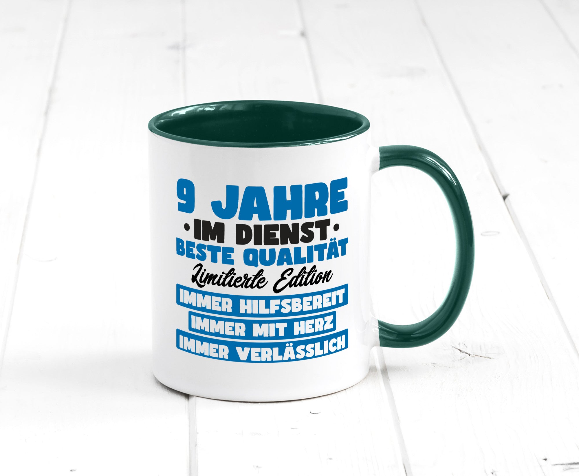 9 Jahre im Dienst | Jubiläum Arbeit v7 lustig Kollegen Büro Geschenk Tasse