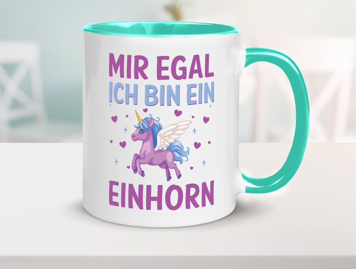 Mir egal, ich bin ein Einhorn| Herzen Geschenkidee Humor Tasse