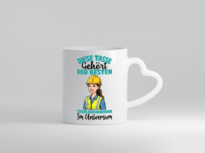 Im Universum: Staplerfahrerin | Gabelstapler Humor Geschenkidee Tasse