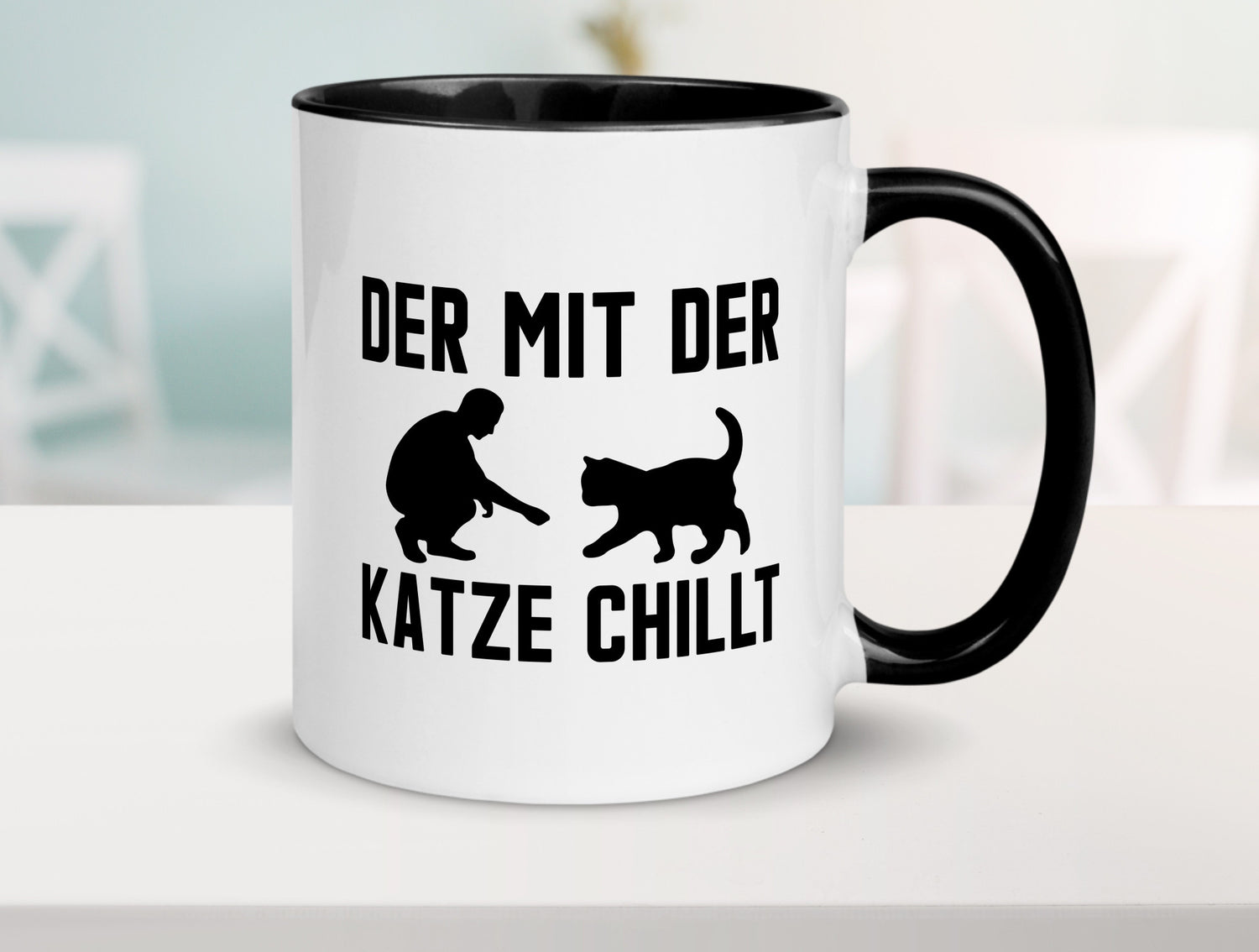 Mit der Katze | Chillen Katzenliebhaber Tierfreund lustiger Spruch Geschenk