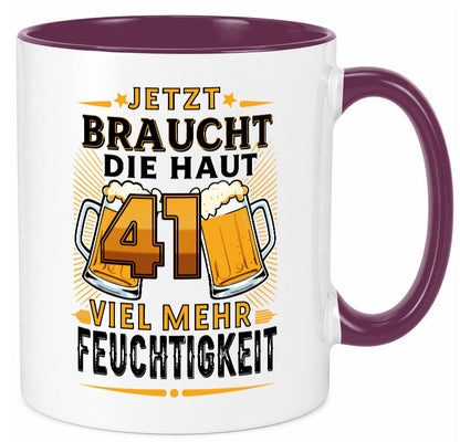 41 braucht die haut mehr Feuchtigkeit | 41. Geburtstag Geschenkidee Humor Tasse